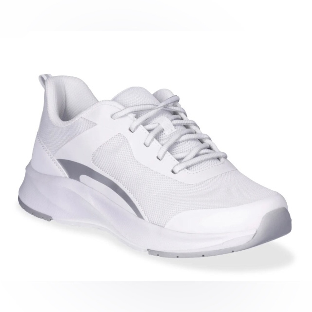 ATHLETIC WORKS Womens Size 9.5  Lifestyle Mesh Jogger Sneakers White Gray New